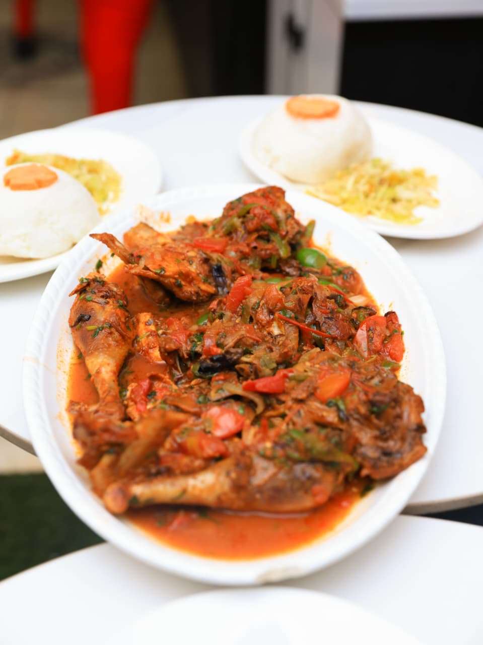 Hot and freshly served food on a plate