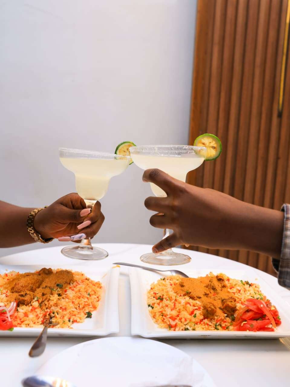 Freshly prepared mocktail garnished with fruit for a private event in Nairobi